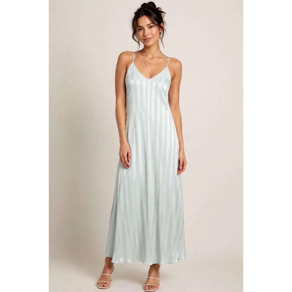 Danskin Balletcore Satin Stripe Slip Midi Dress Fairycore Romantic Medium